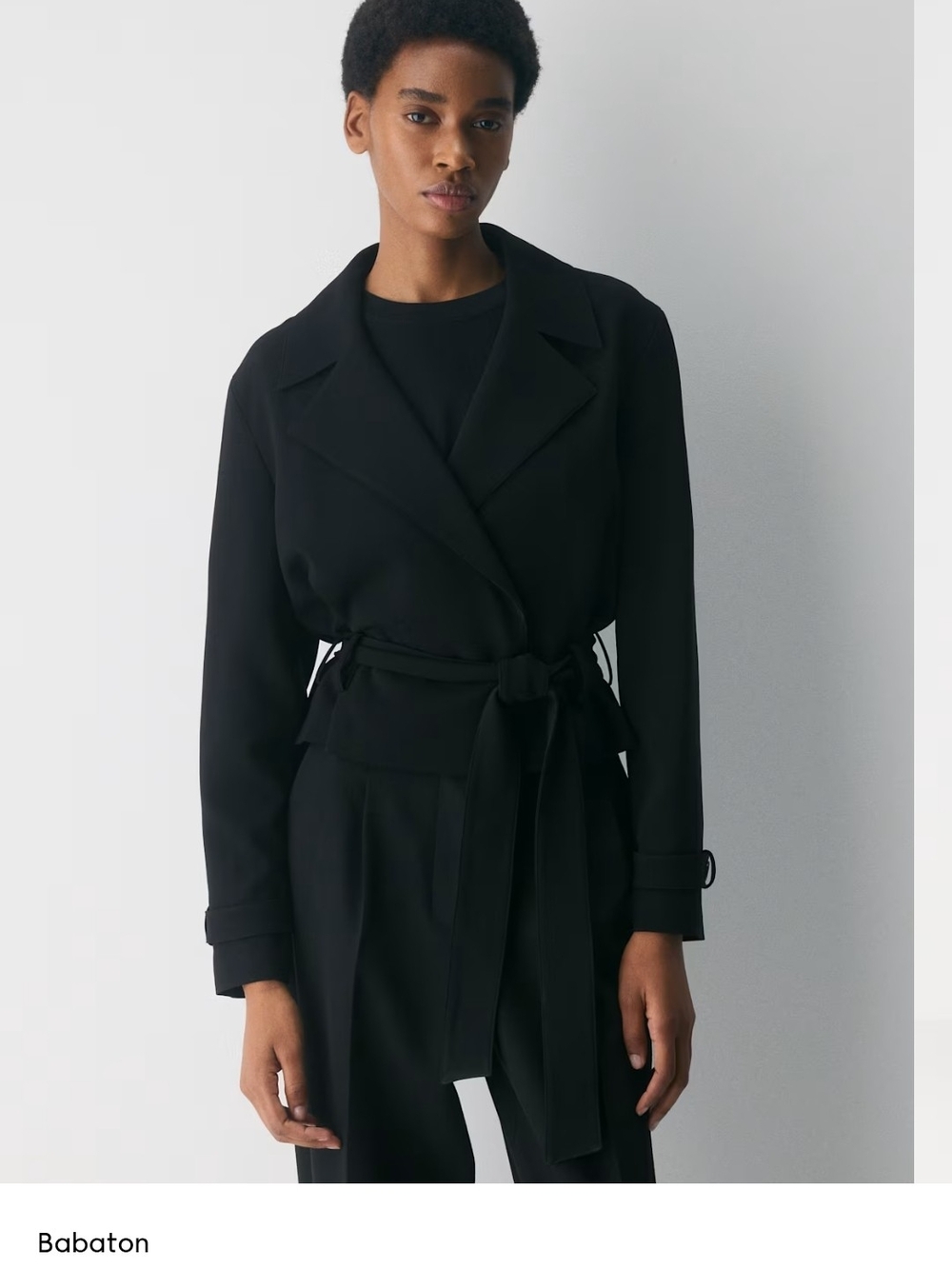 Babaton Black Tie-Waist Blazer